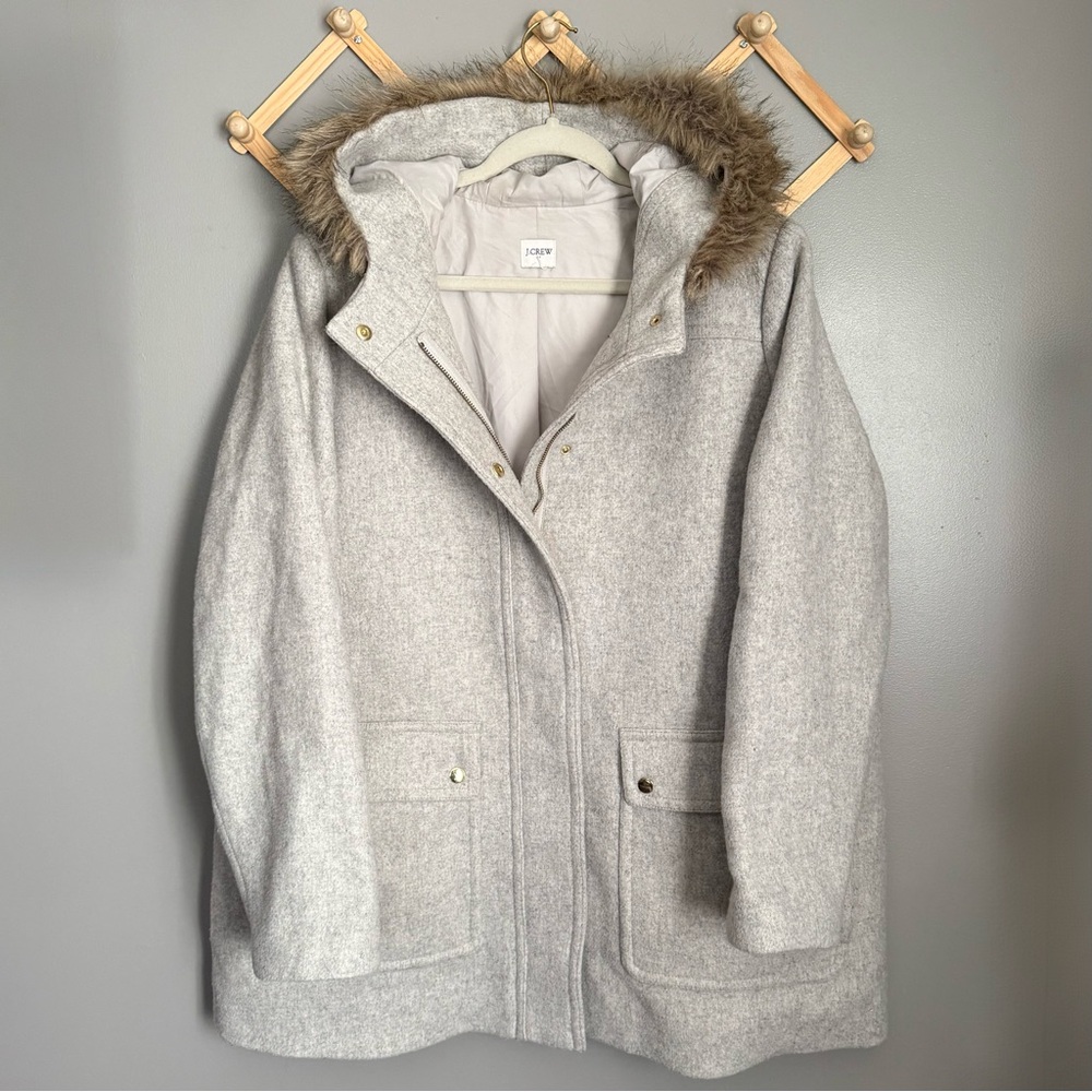 J. Crew | Wool Blend Hooded Winter Jacket